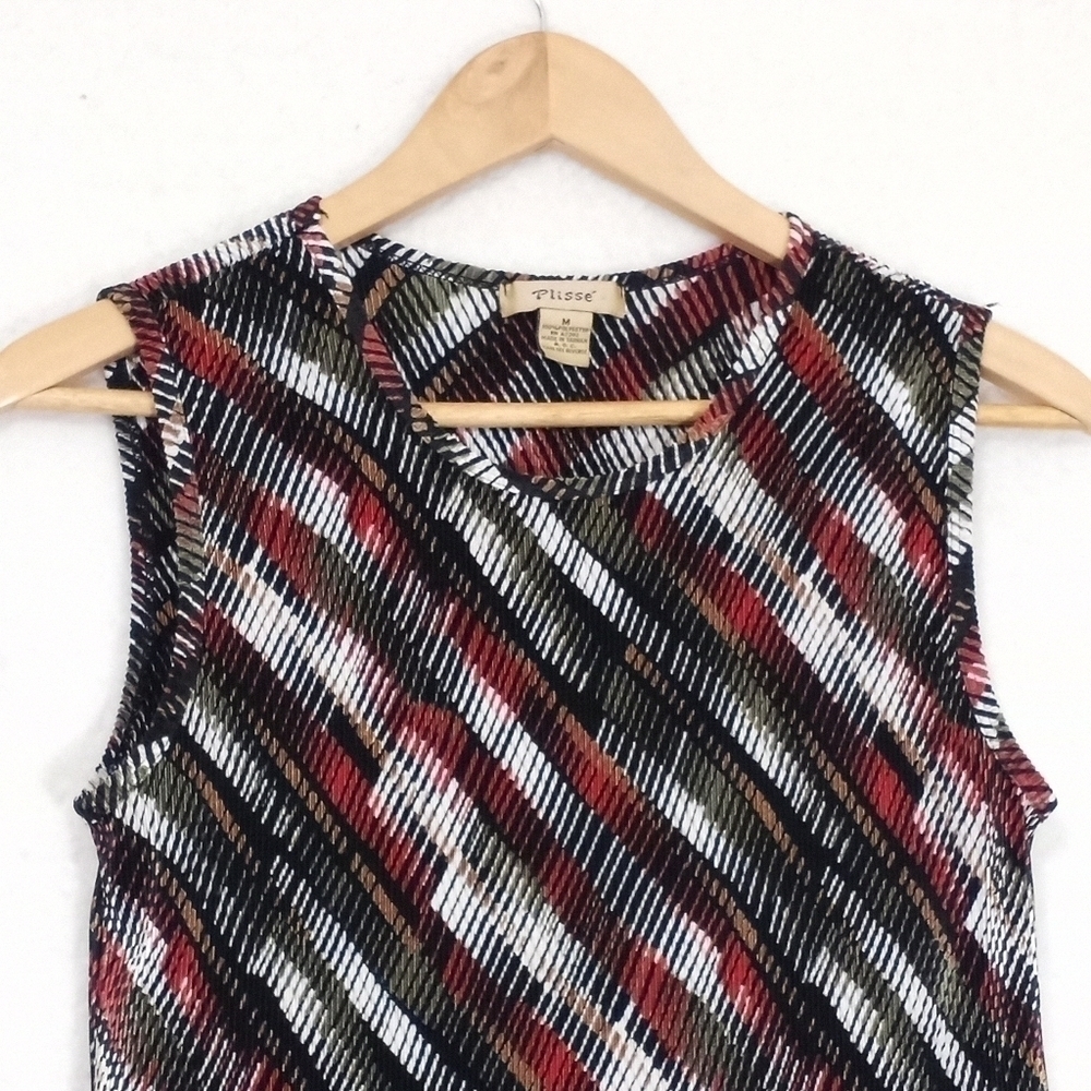 Plisse Ladies Camisole/Shell Top Pleated Multi Color Size Medium